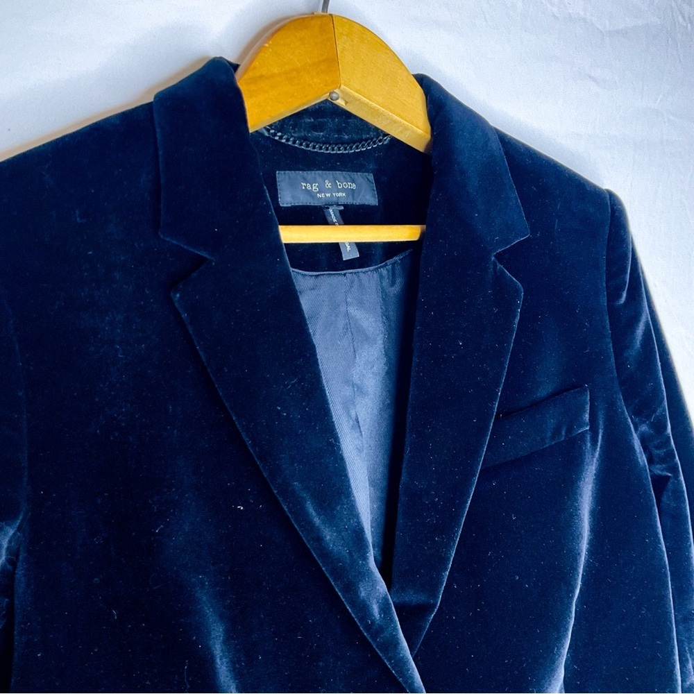 Rag & Bone Velvet Blazer Black Tailored Size 8 - Picture 9 of 13